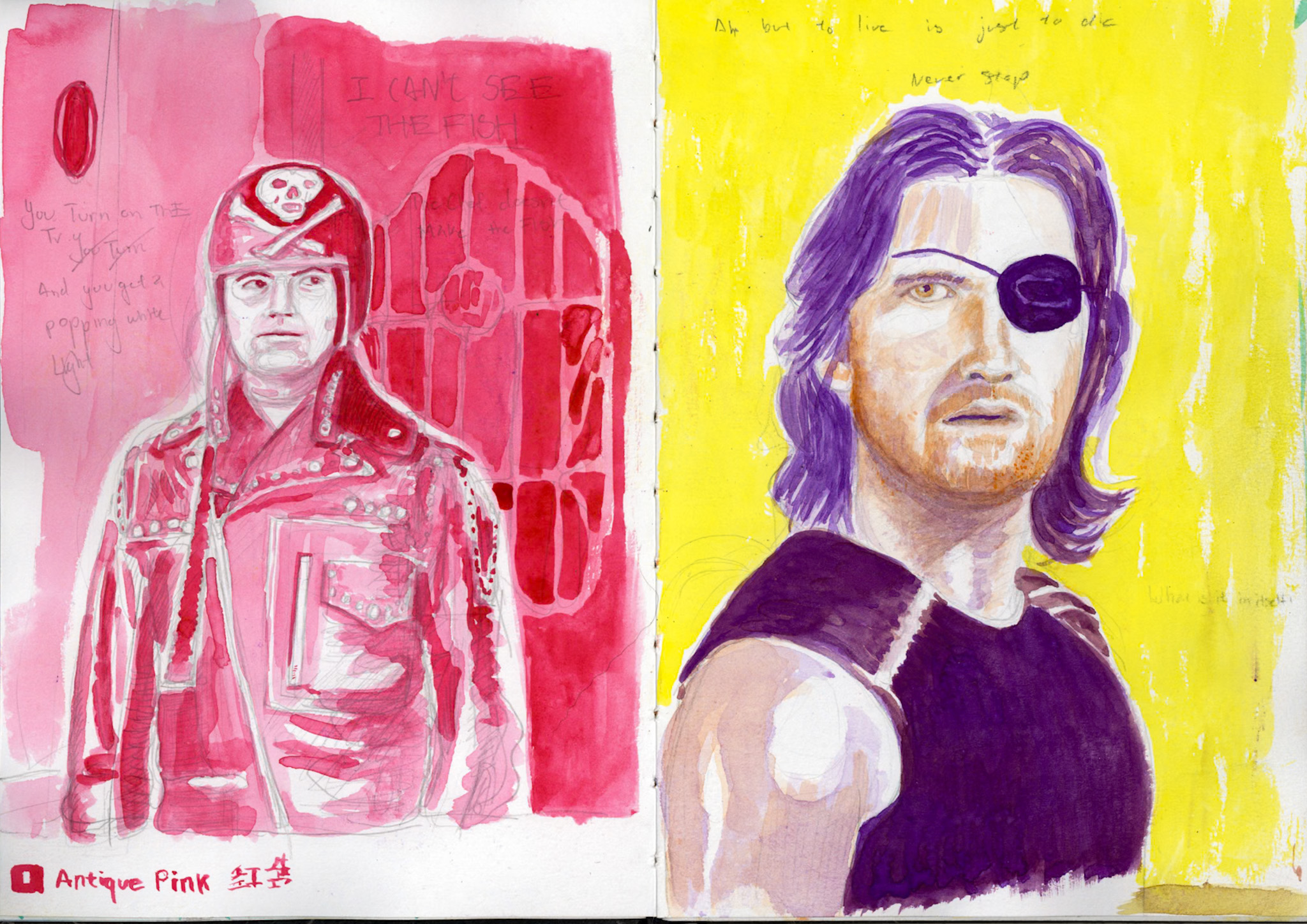 Double Page Watercolor_gouache Portrait